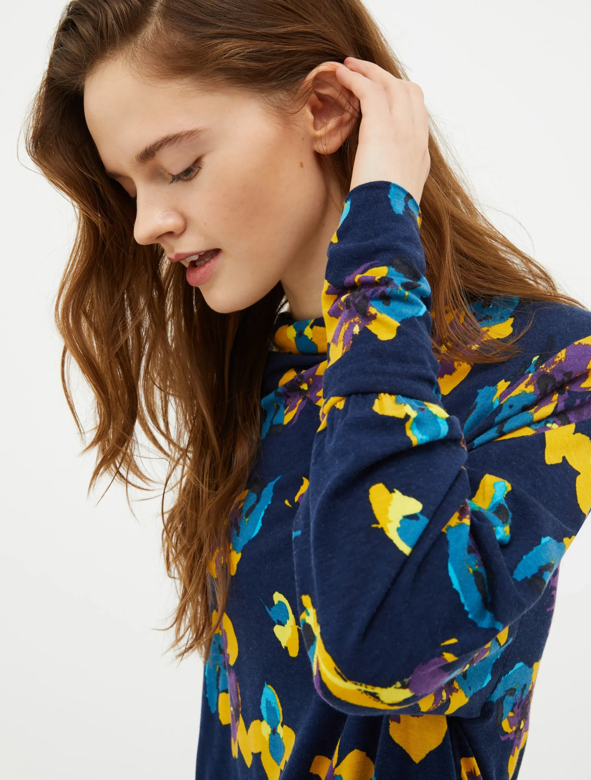 Floral wool-jersey midi dress