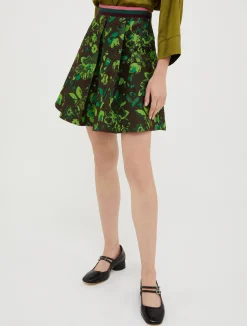 Floral-jacquard skirt