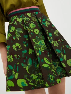 Floral-jacquard skirt