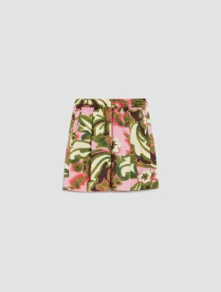 Floral-print satin shorts