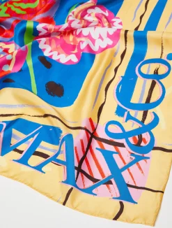 Floral-print silk-twill scarf