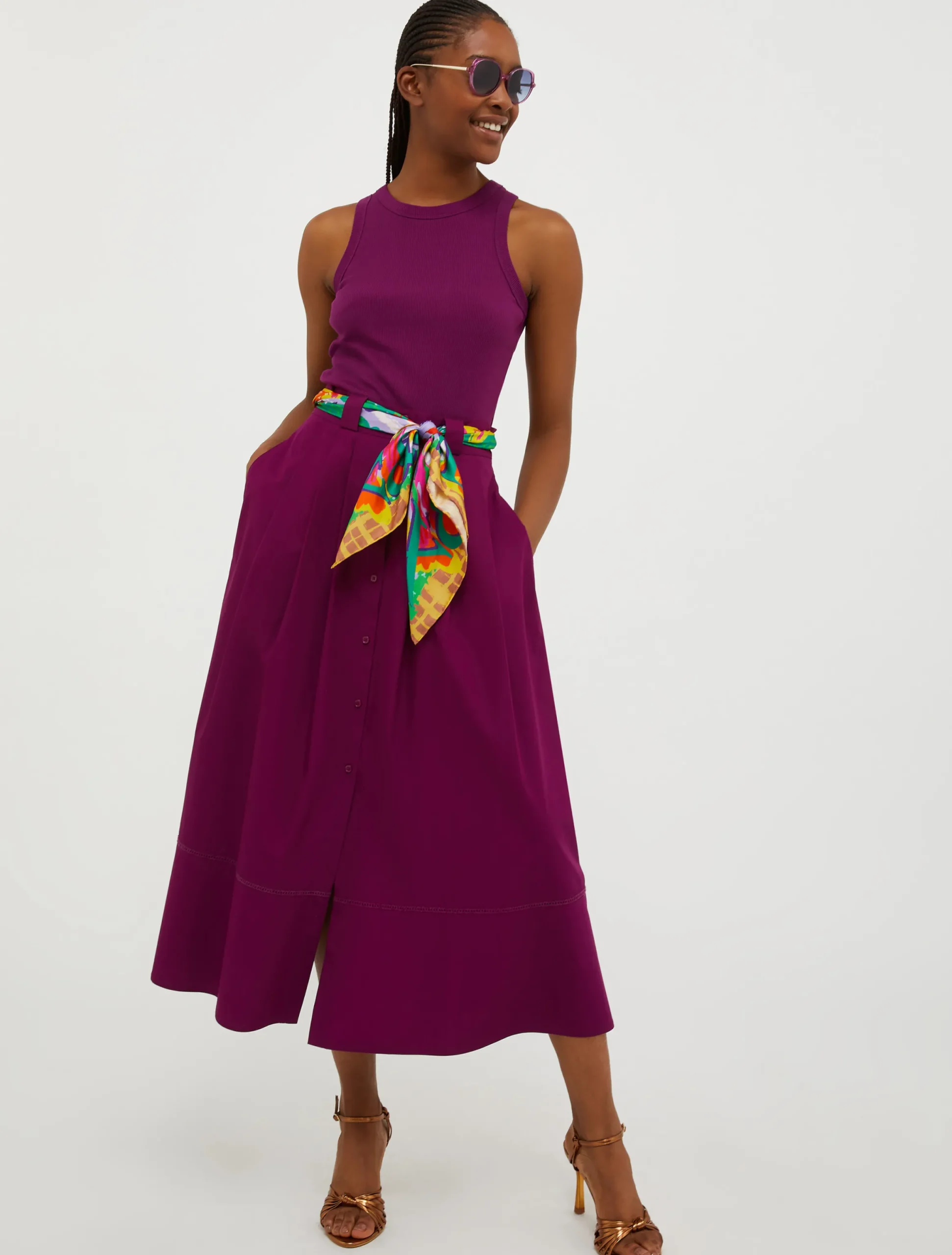 Floral-print silk-twill scarf