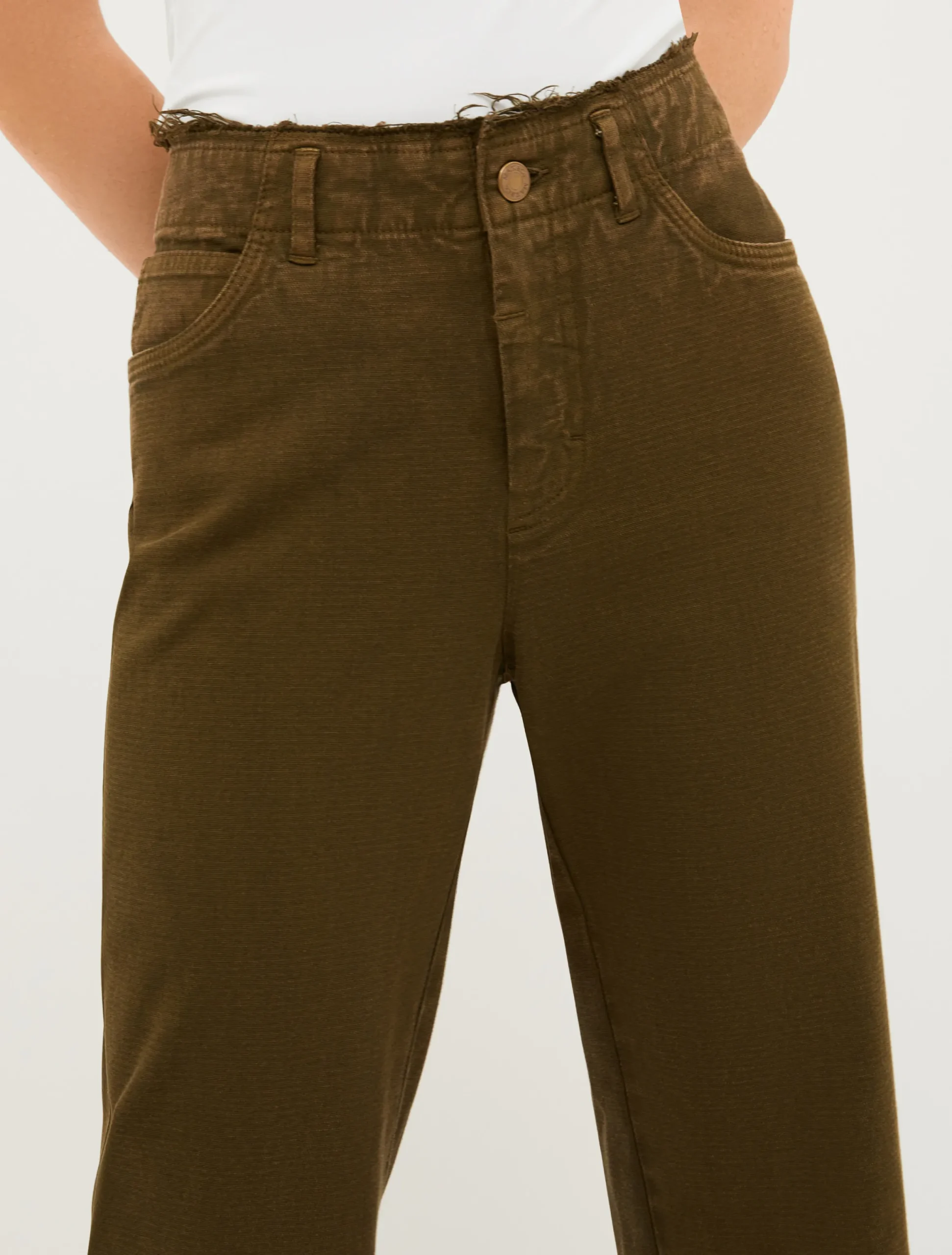 Fringed straight-leg trousers