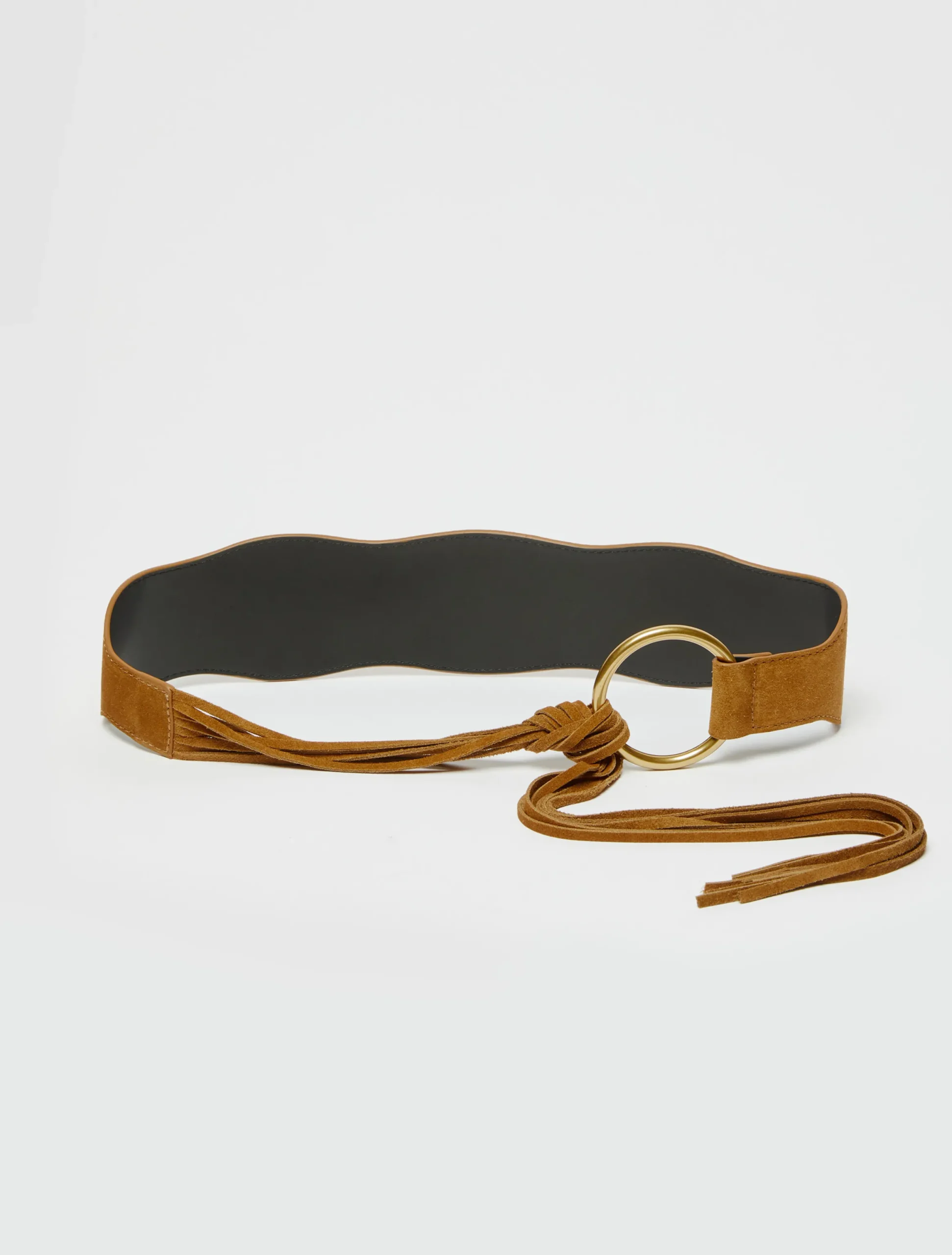 Fringed suede belt