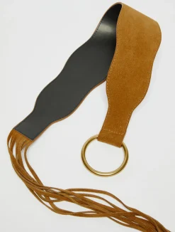 Fringed suede belt