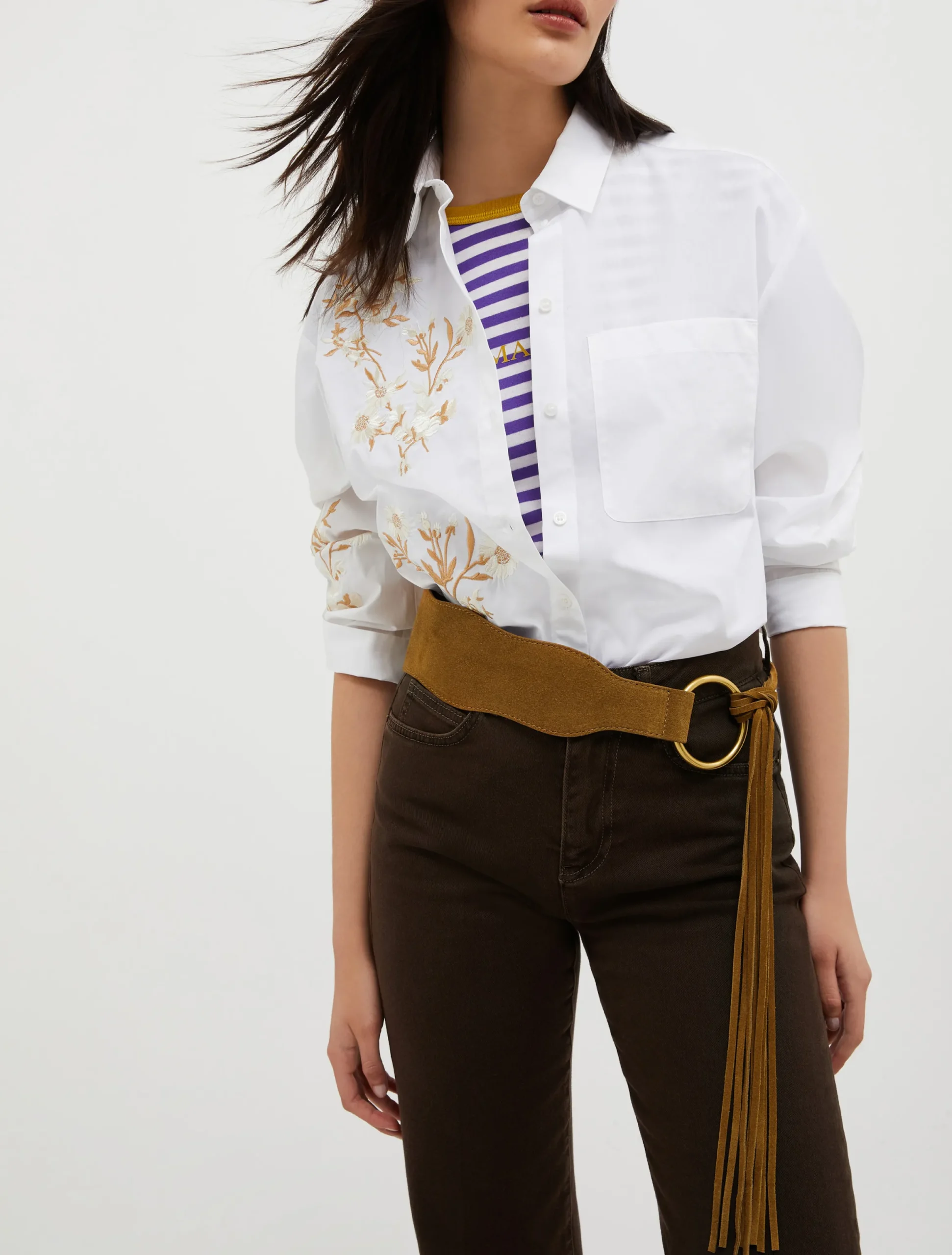 Fringed suede belt
