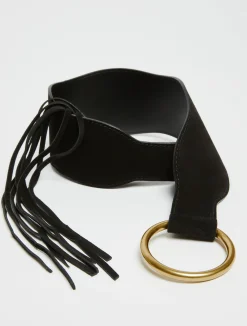 Fringed suede belt