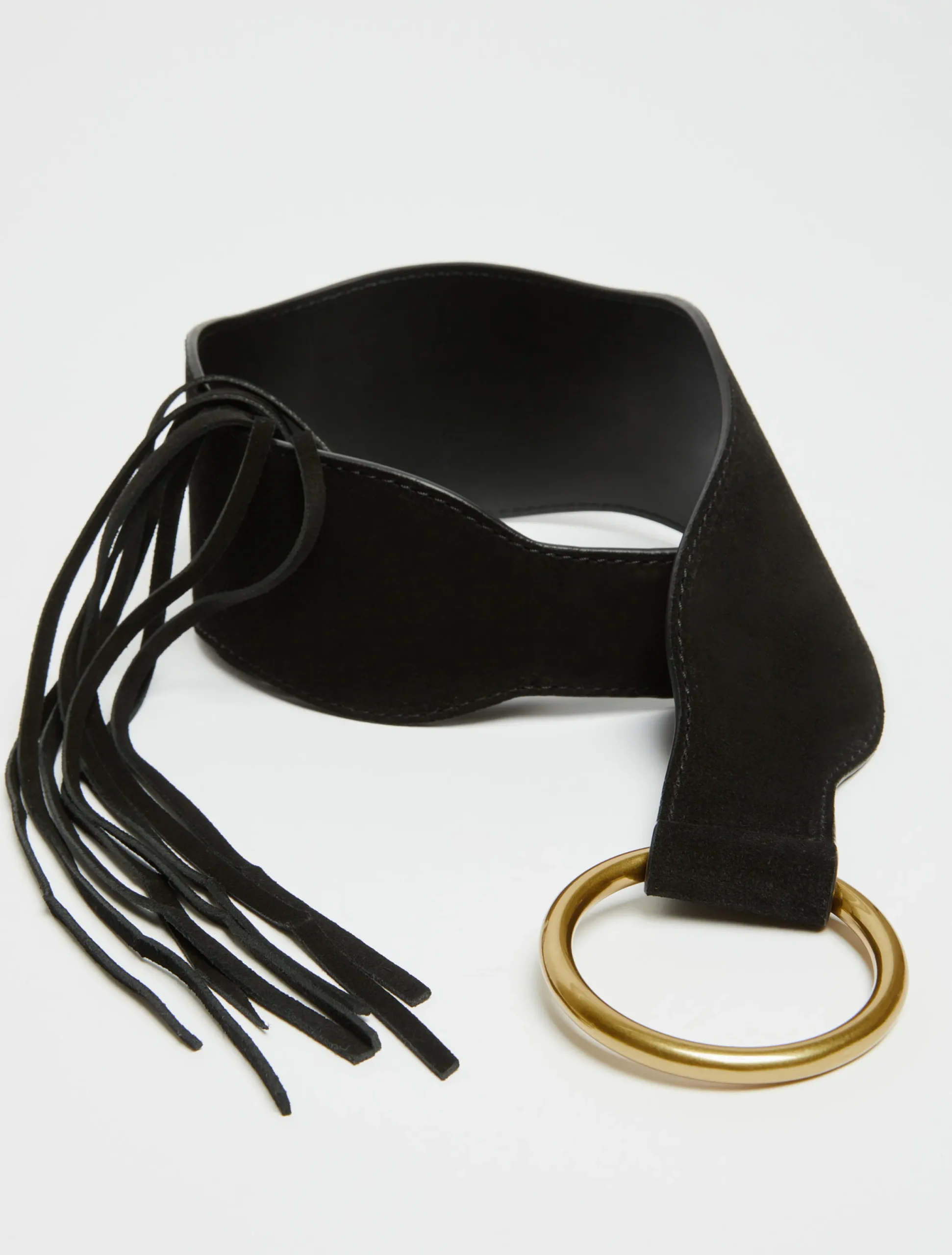 Fringed suede belt