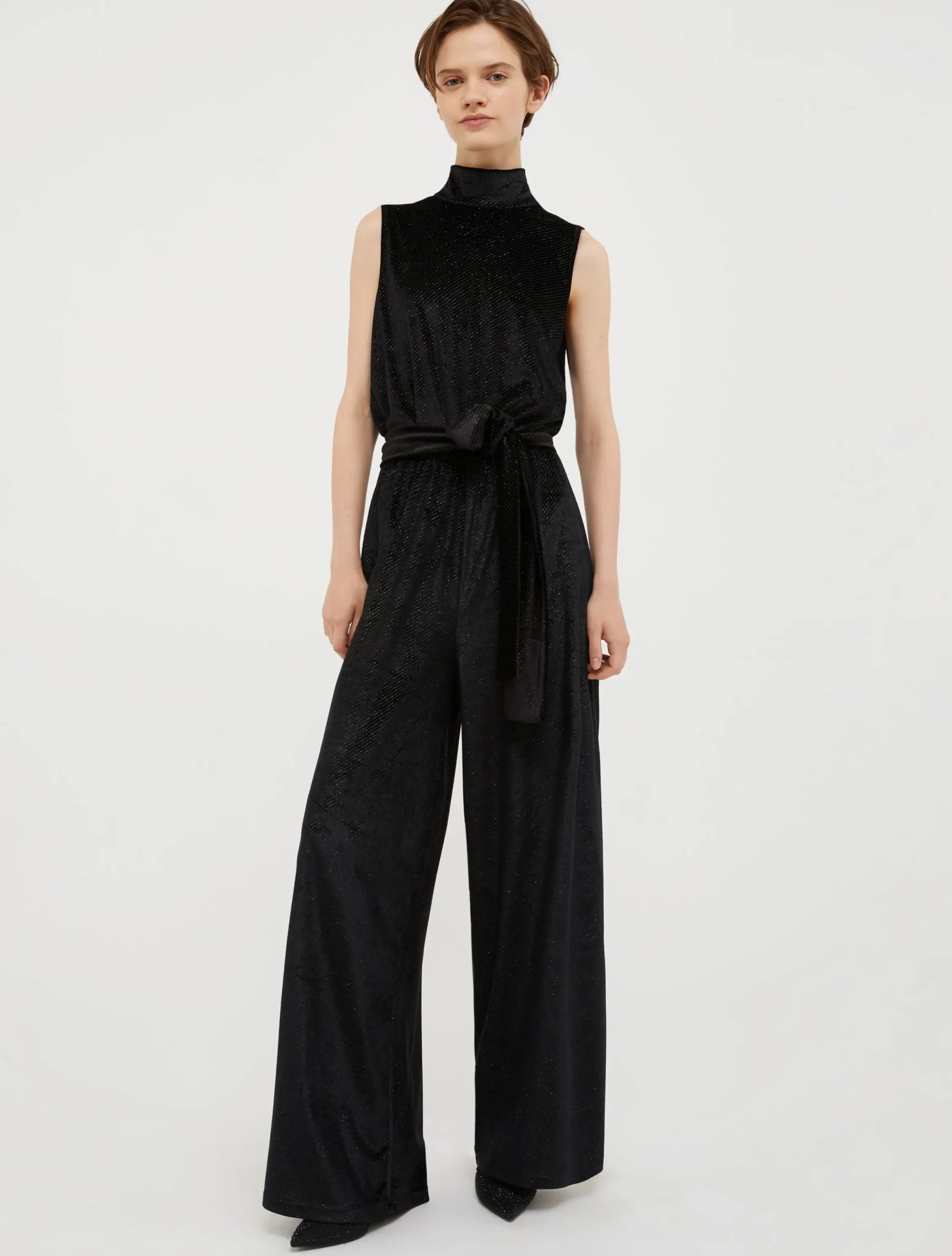Glittered velvet-jersey jumpsuit