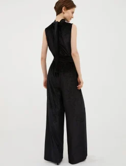 Glittered velvet-jersey jumpsuit