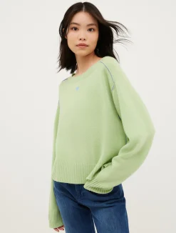 Heart-embroidered cashmere jumper