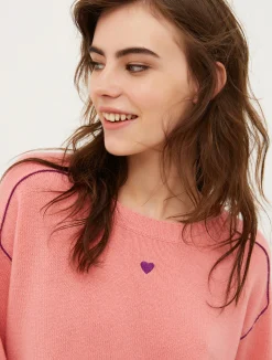 Heart-embroidered cashmere jumper