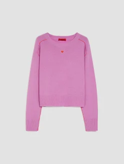 Heart-embroidered cashmere jumper