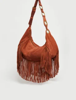 Hug fringed maxi hobo bag