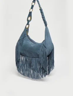 Hug fringed maxi hobo bag