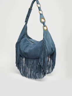 Hug fringed maxi hobo bag