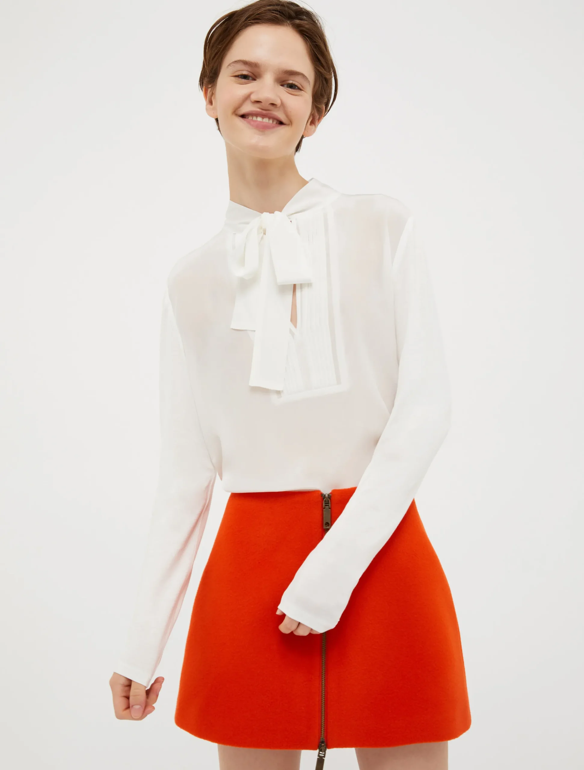 Jersey and silk blouse