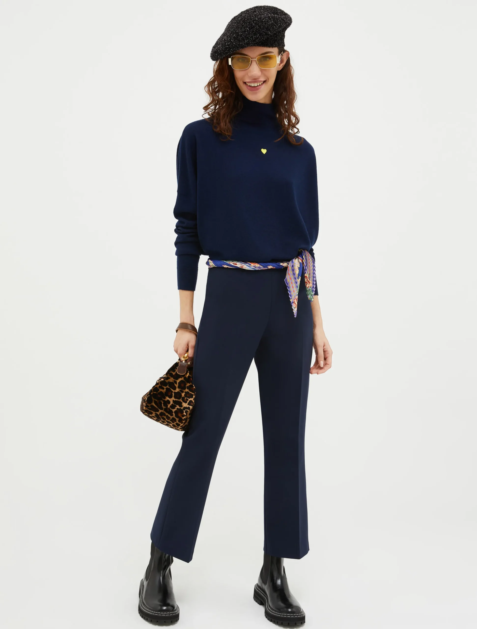 Kick-flare stretch trousers
