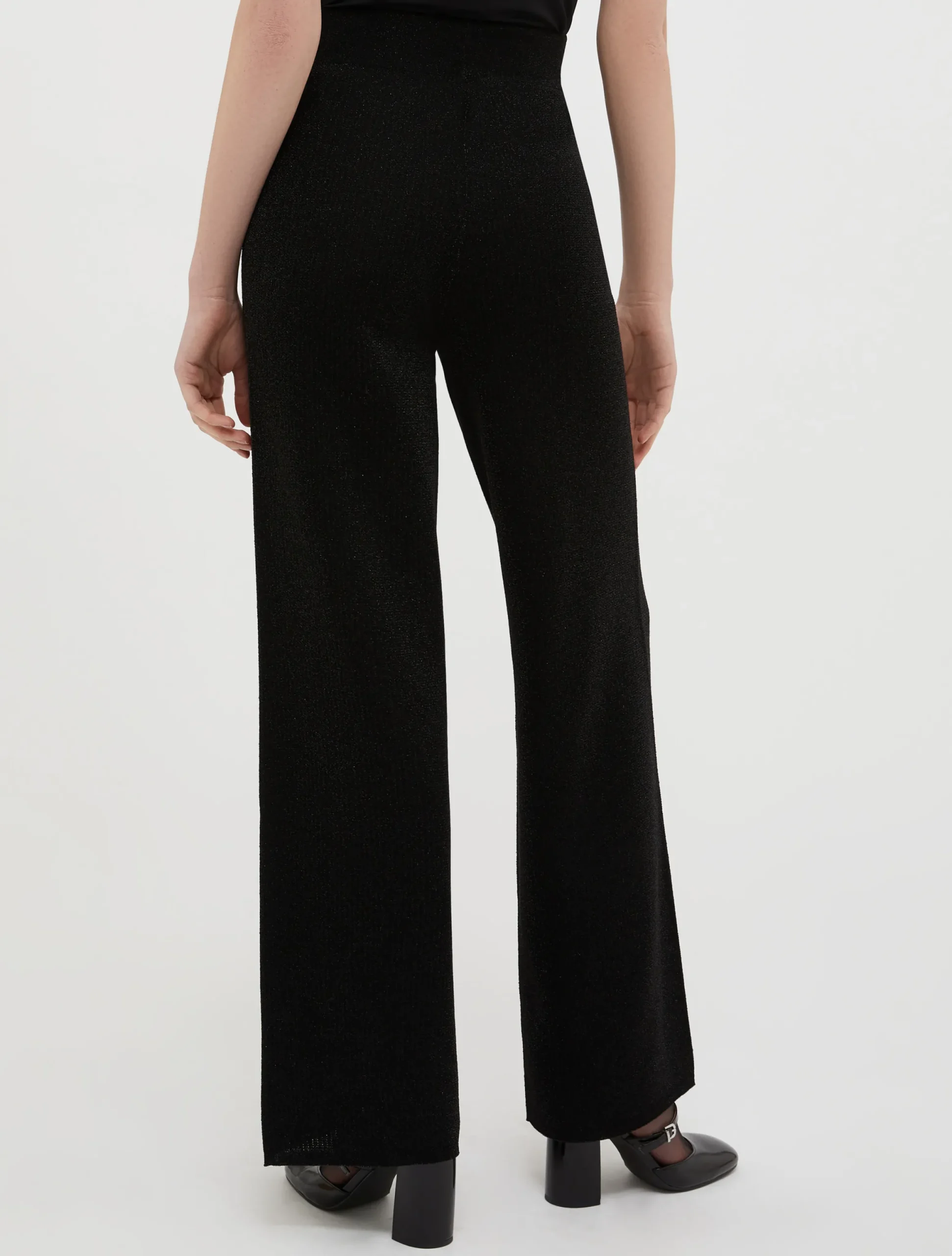 Knitted lurex wide-leg trousers