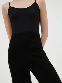 Knitted lurex wide-leg trousers