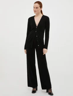 Knitted lurex wide-leg trousers