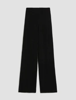 Knitted lurex wide-leg trousers