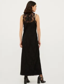 Lace jersey long dress