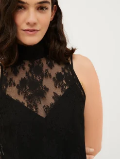 Lace jersey long dress