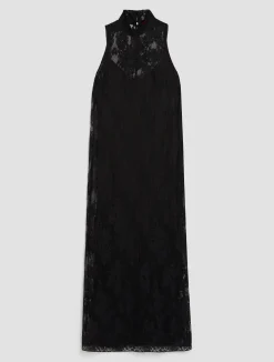 Lace jersey long dress