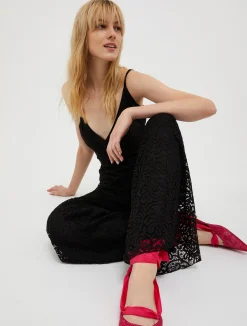Lace stretch-jersey jumpsuit