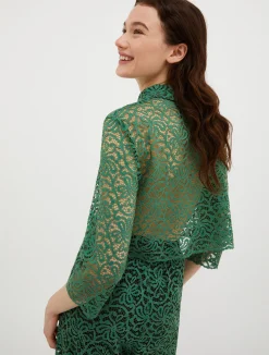 Lace-jersey cropped shirt
