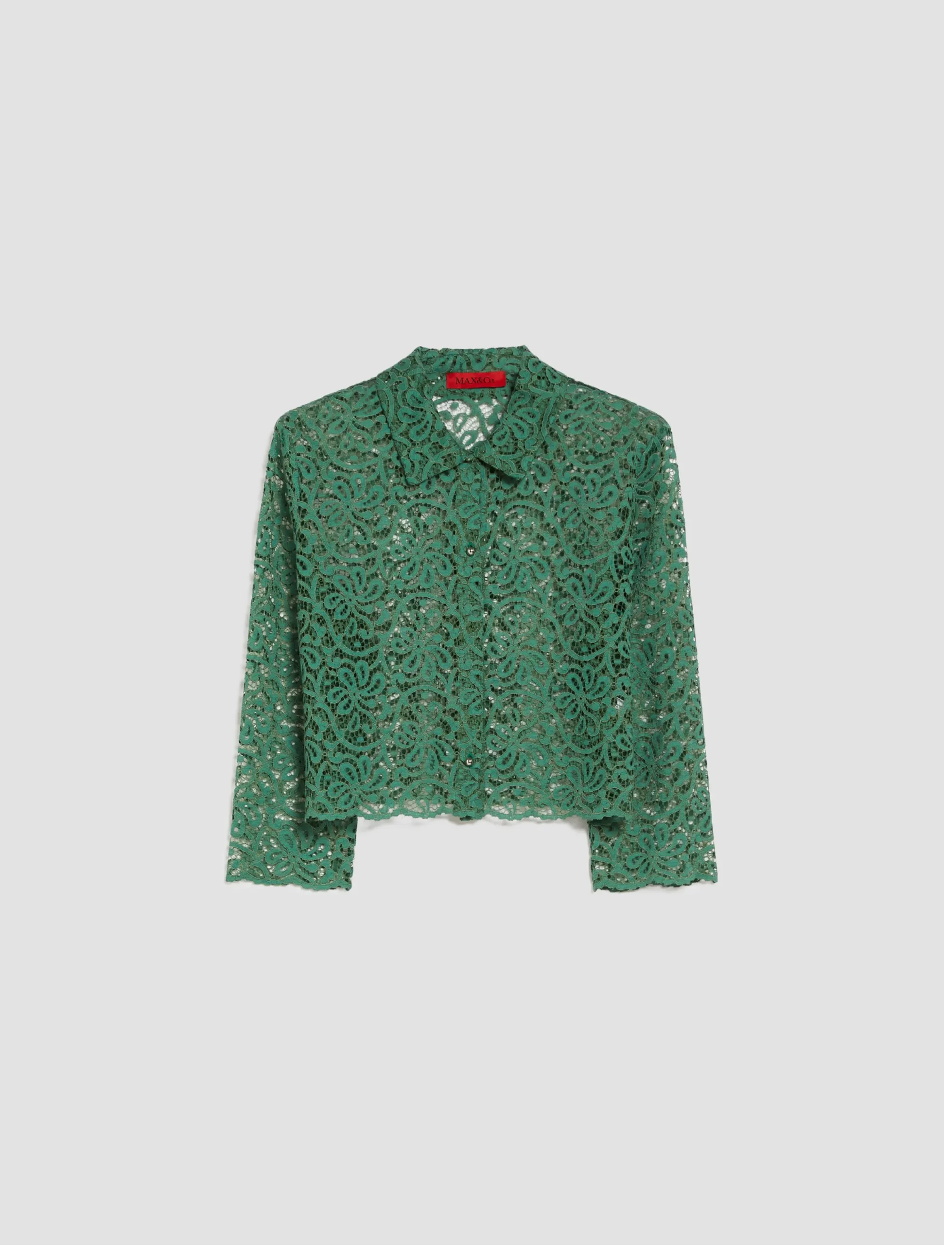 Lace-jersey cropped shirt