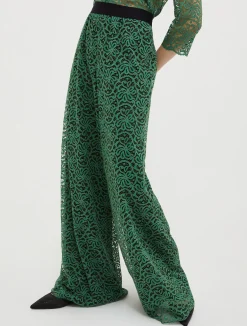 Lace-jersey palazzo trousers
