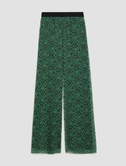 Lace-jersey palazzo trousers