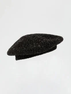Lamé knitted beret