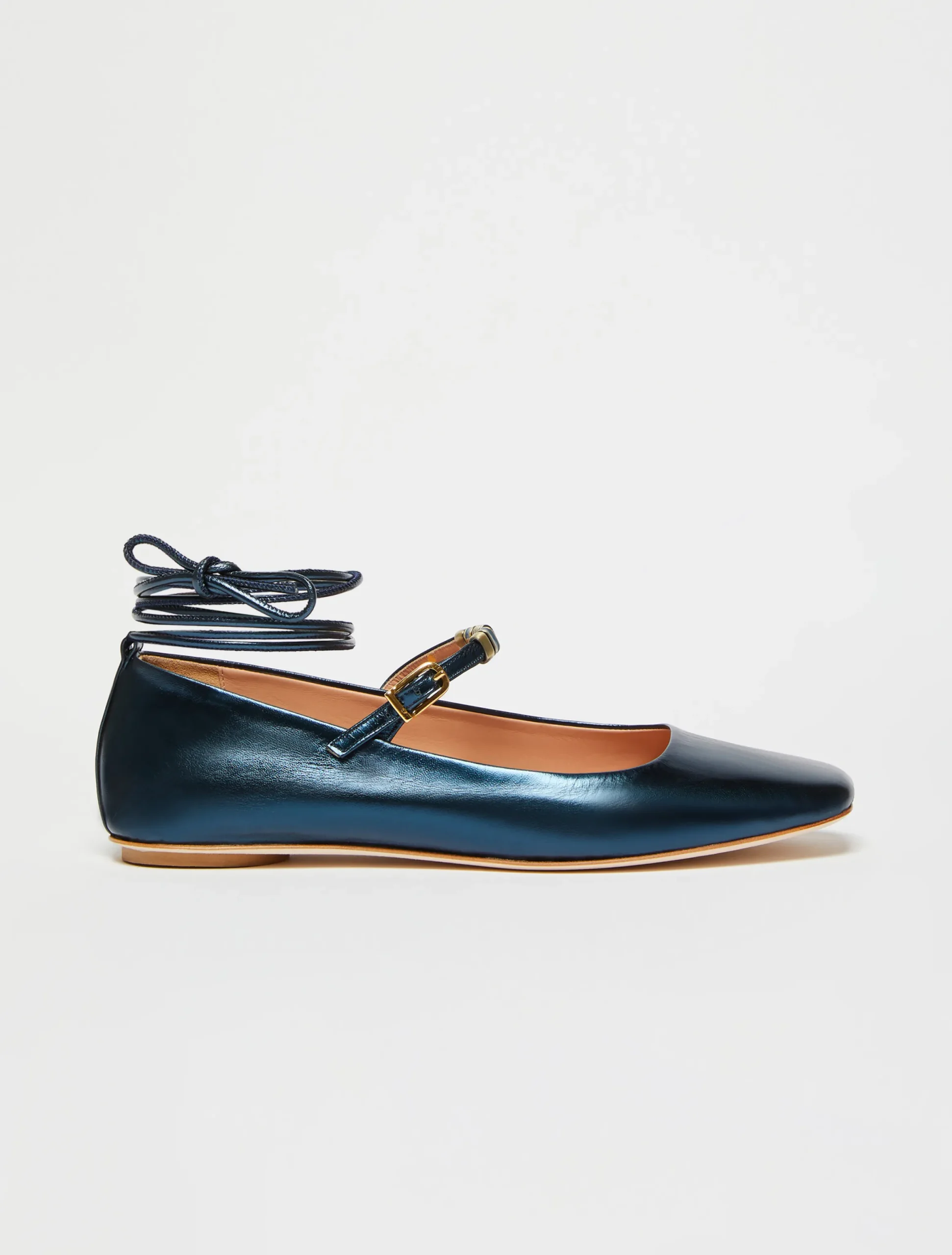 Laminated leather ballet flats