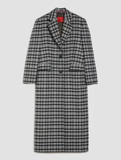 Long checked coat