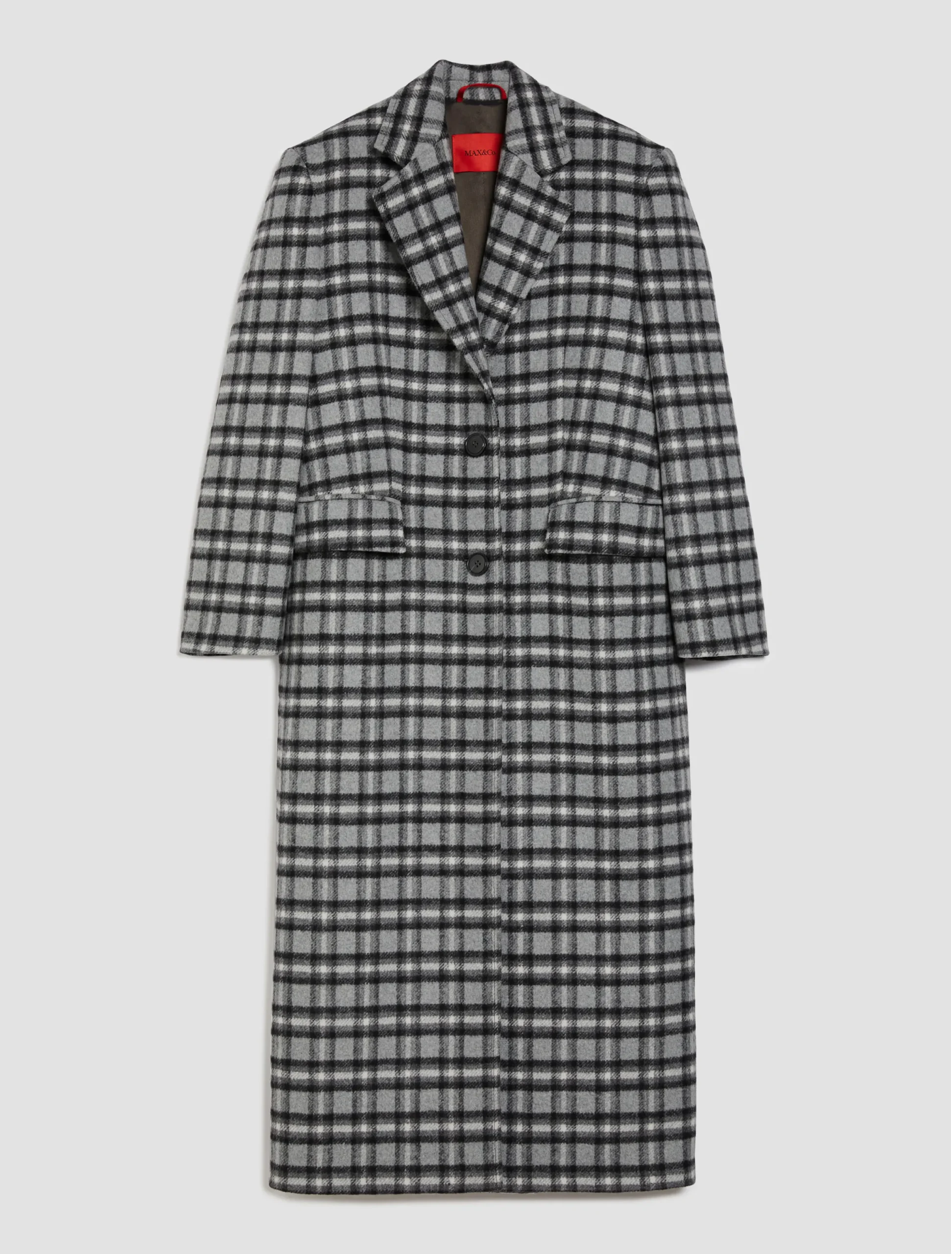 Long checked coat