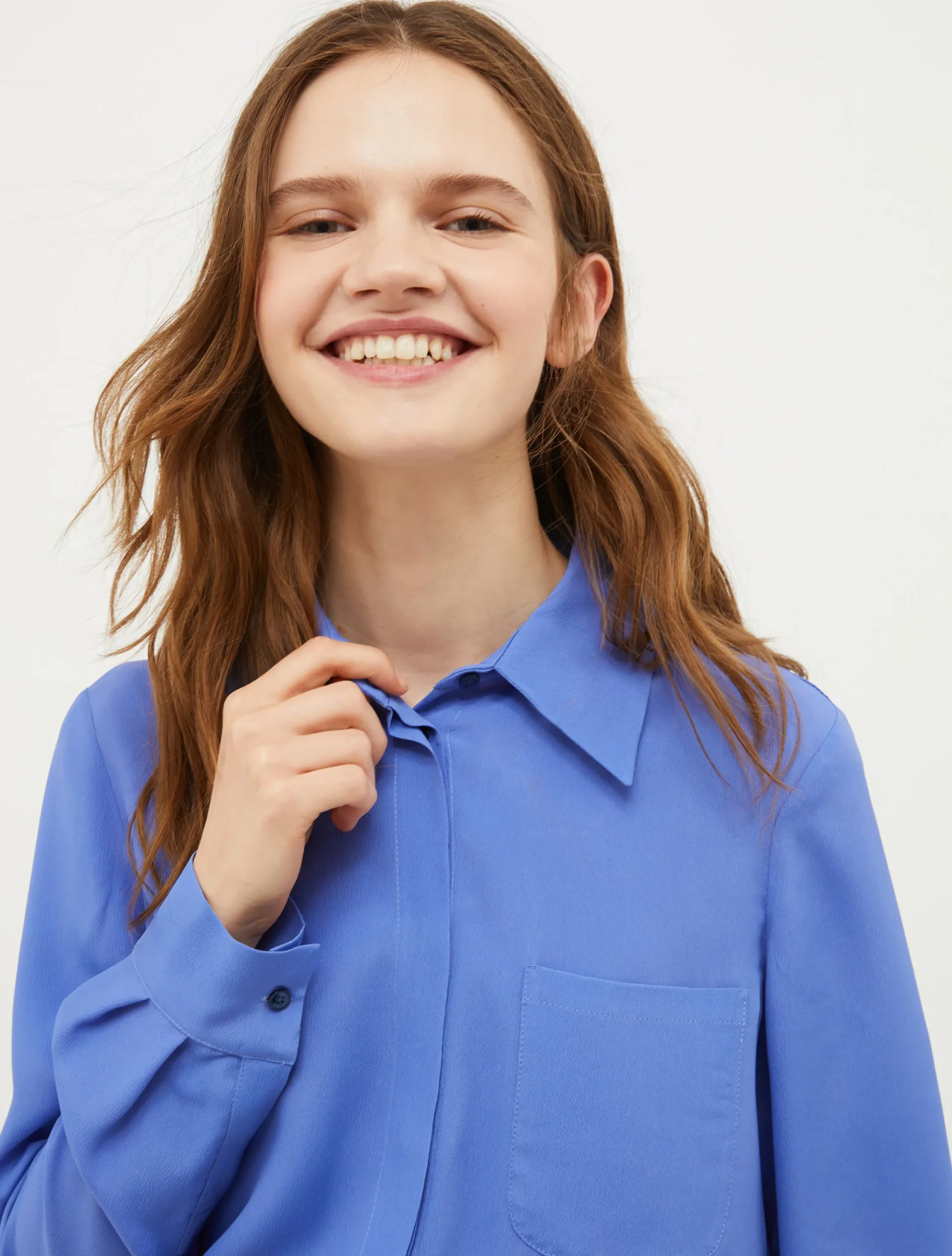 Long-sleeved crêpe-de-Chine shirt