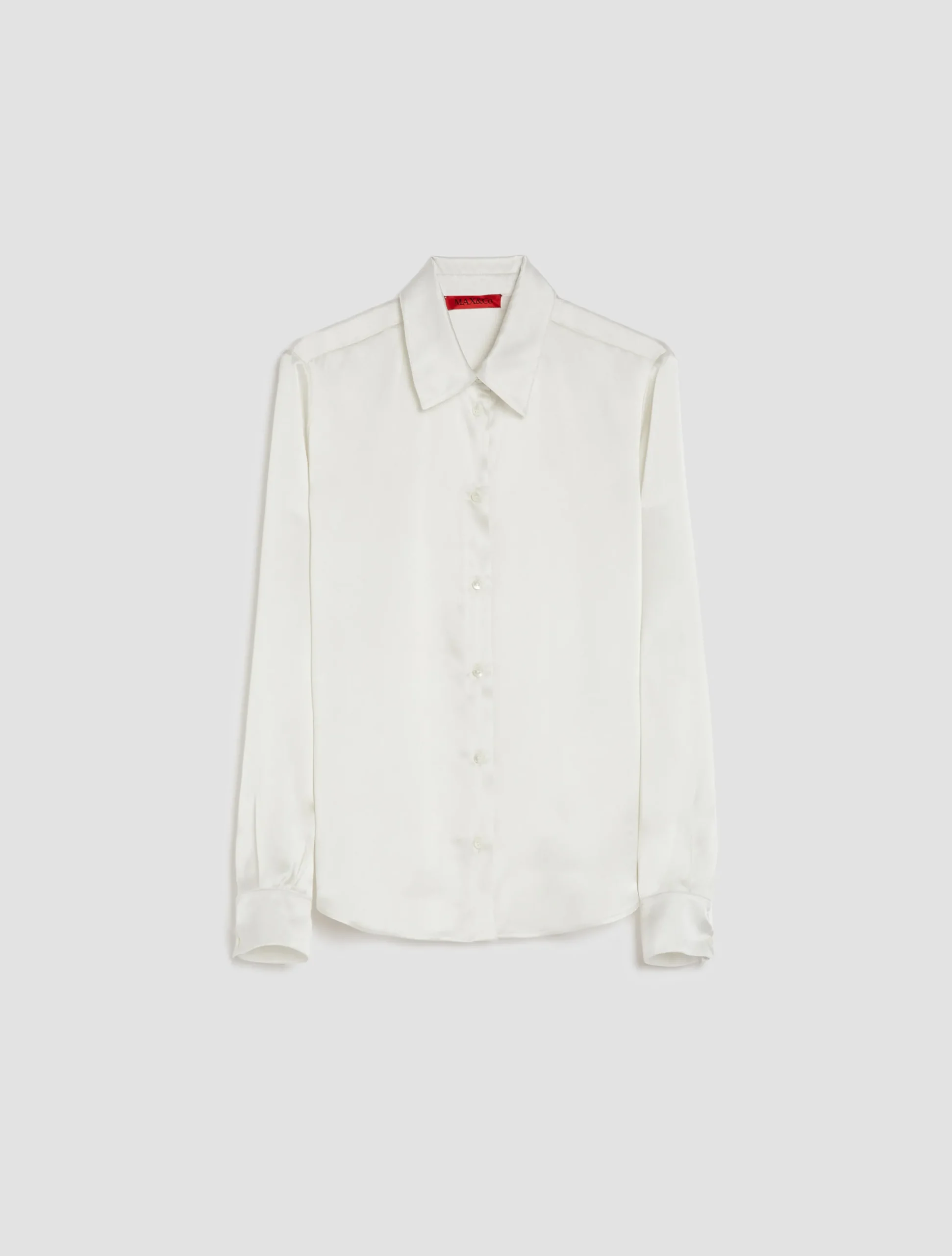 Long-sleeved silk-satin shirt