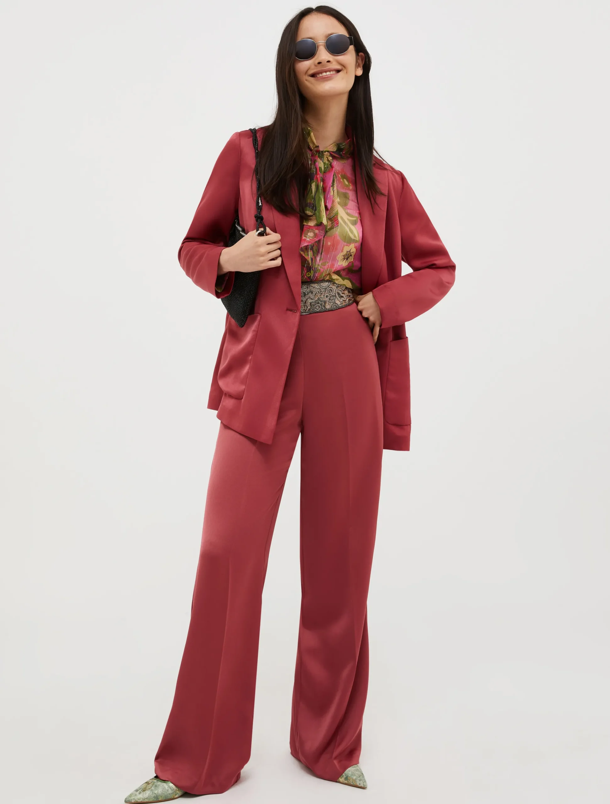 Loose-fit satin trousers