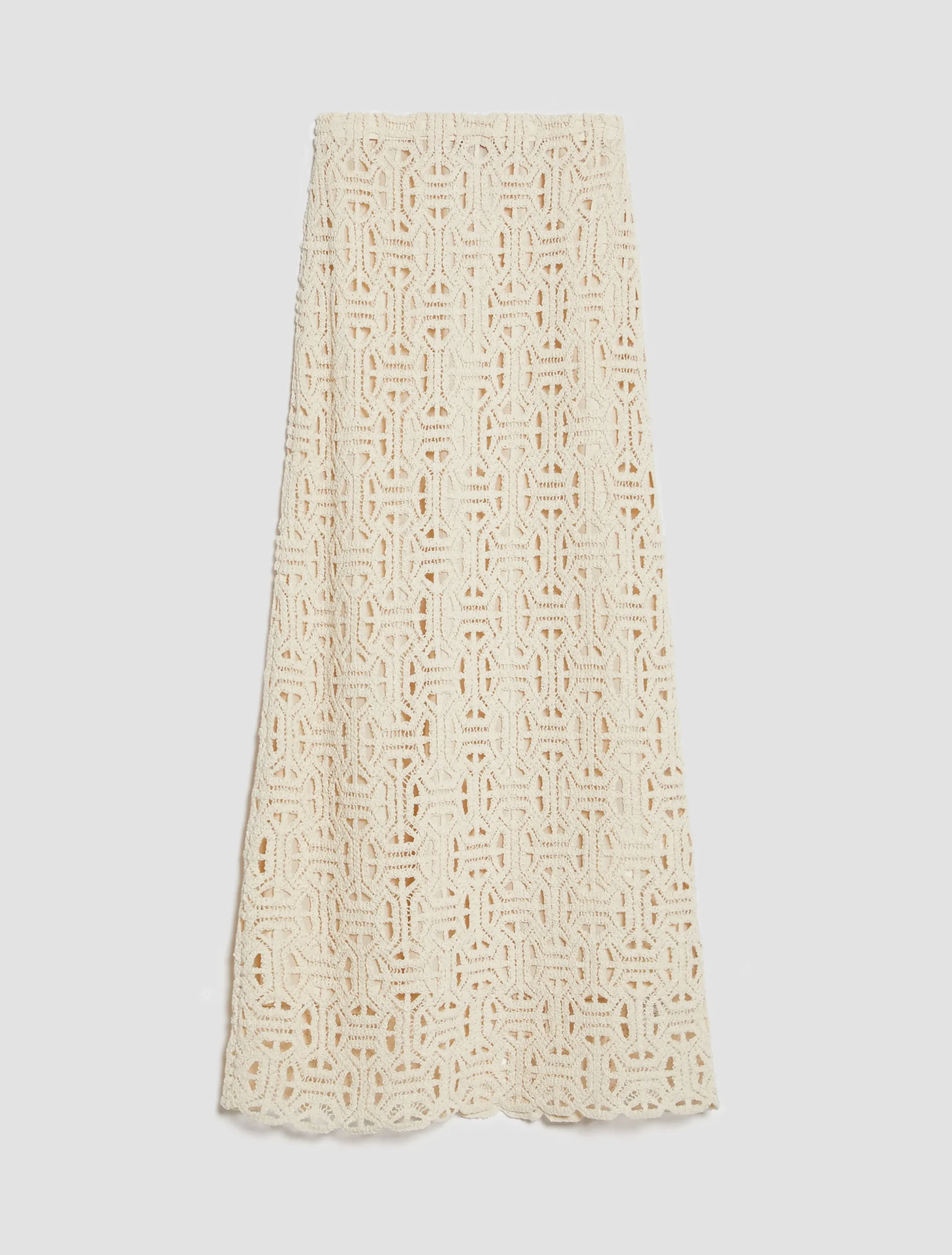 Macramé jersey long skirt