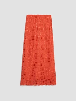 Macramé jersey long skirt