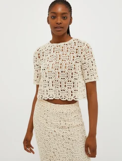 Macramé-jersey top