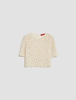 Macramé-jersey top