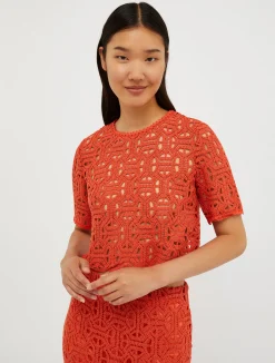 Macramé-jersey top