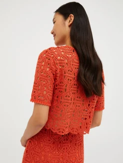 Macramé-jersey top
