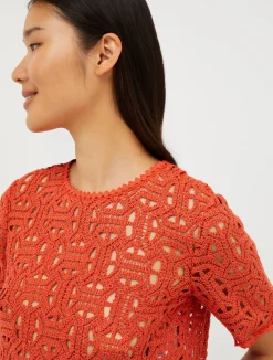 Macramé-jersey top