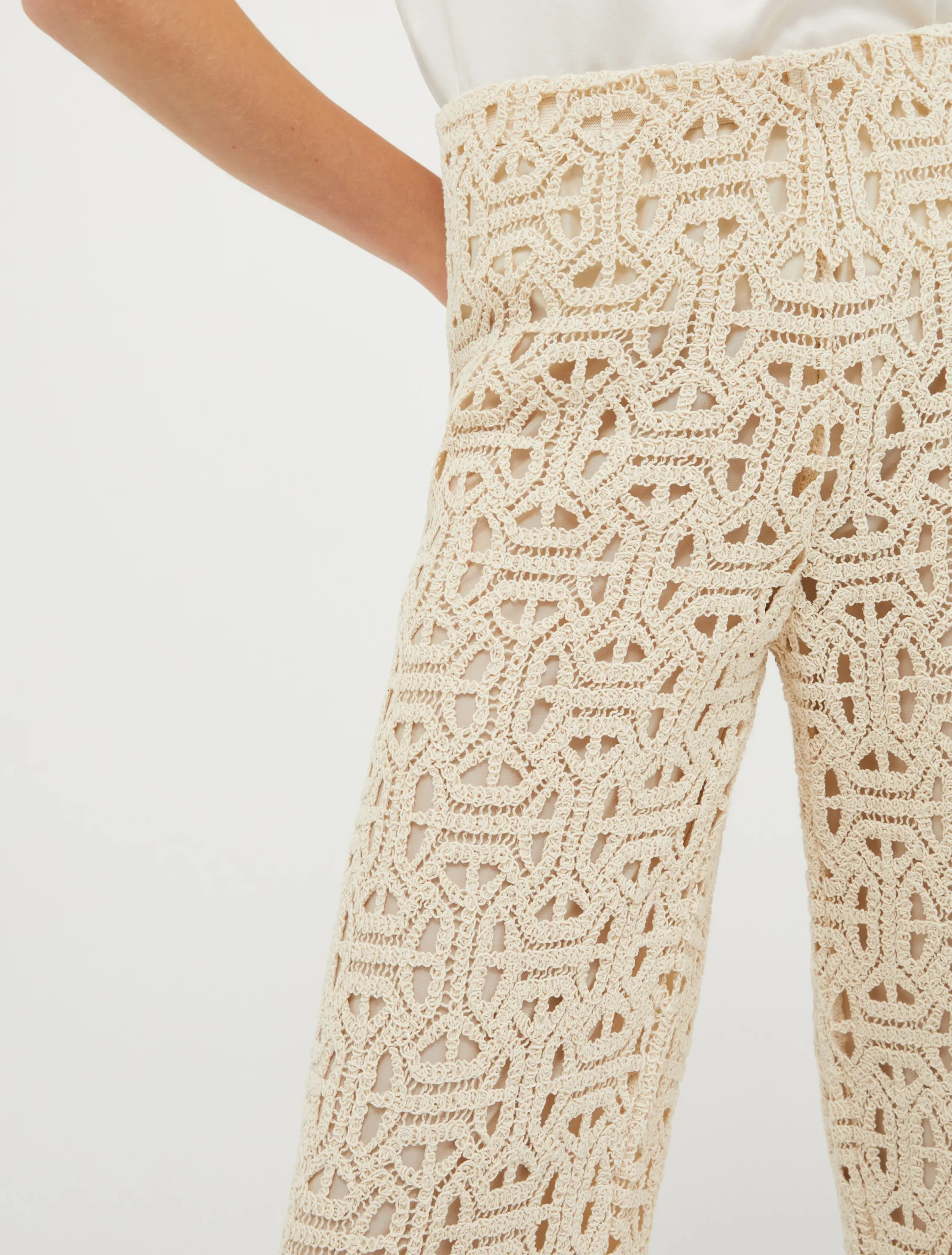 Macramé-jersey trousers