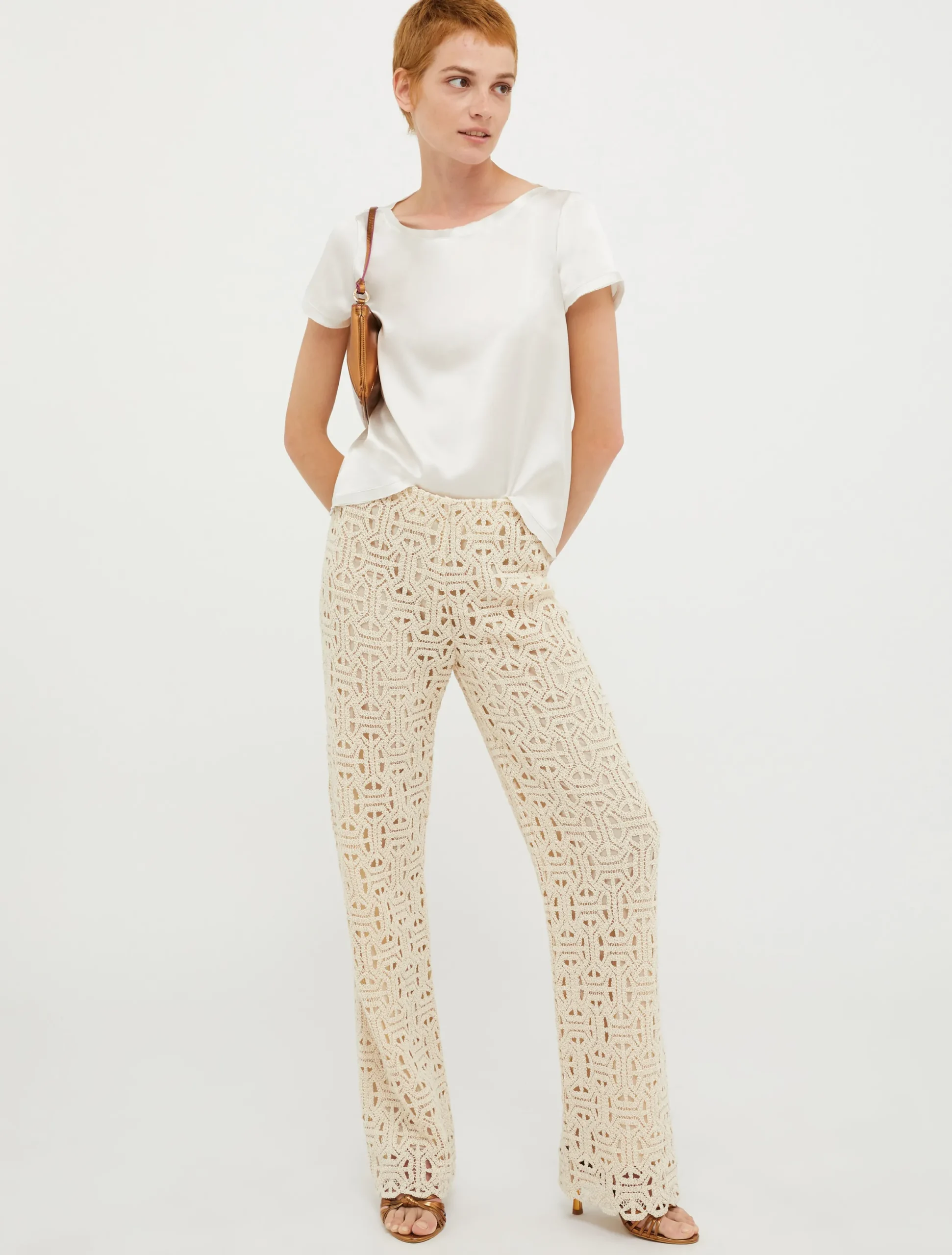 Macramé-jersey trousers